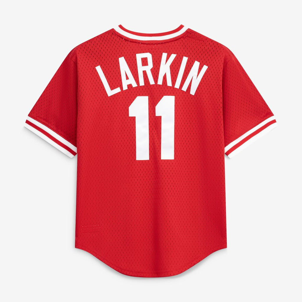 Cincinnati Reds Barry Larkin Mitchell & Ness Youth Cooperstown Mesh Batting Practice Jersey - Red