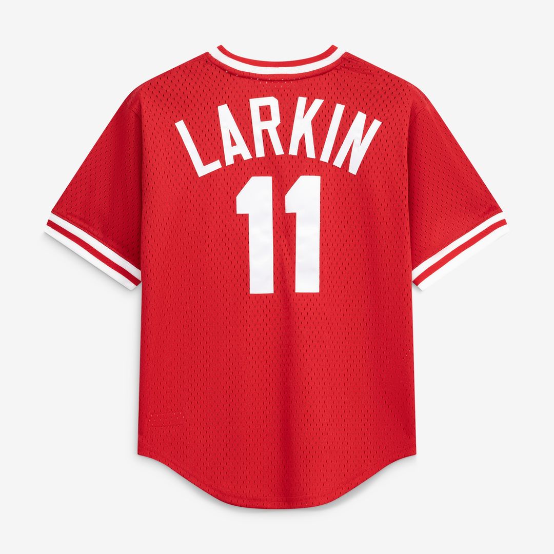Cincinnati Reds Barry Larkin Mitchell & Ness Youth Cooperstown Mesh Batting Practice Jersey - Red