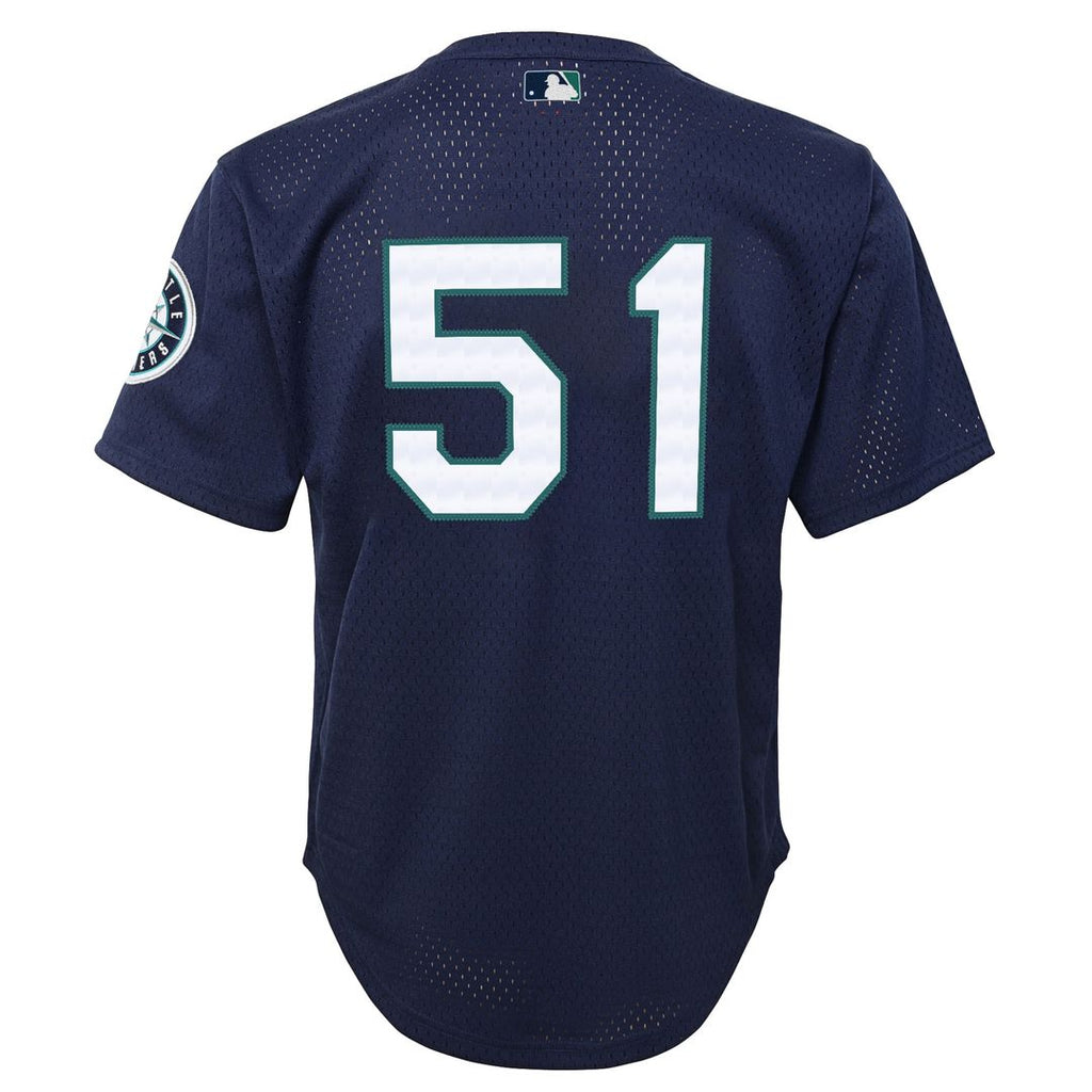 Seattle Mariners Ichiro Suzuki Mitchell & Ness Youth Cooperstown Mesh Batting Practice Jersey - Navy