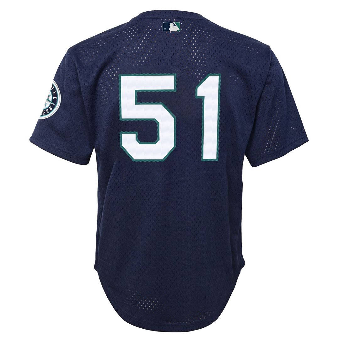 Seattle Mariners Ichiro Suzuki Mitchell & Ness Youth Cooperstown Mesh Batting Practice Jersey - Navy