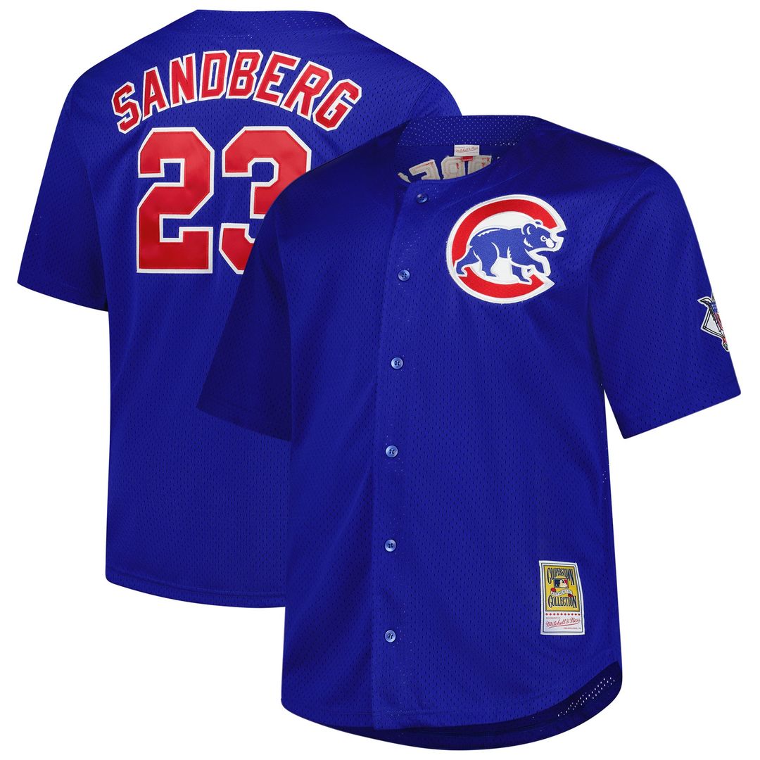 Chicago Cubs Ryne Sandberg Mitchell & Ness Big & Tall Cooperstown Mesh Batting Practice Jersey - Royal