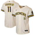Milwaukee Brewers Jackson Chourio Nike Youth Home Stadium Jersey - Cream