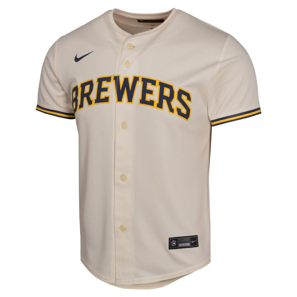 Milwaukee Brewers Christian Yelich Nike Youth Home Game Player Jersey - Cream