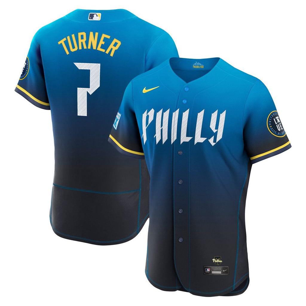 Philadelphia Phillies Trea Turner Nike City Connect Authentic Sponsor Patch Jersey - Navy