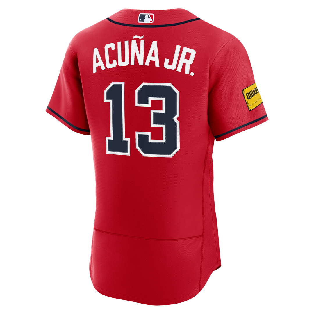 Atlanta Braves Ronald Acuña Jr. Nike Alternate Authentic Sponsor Patch Jersey - Red
