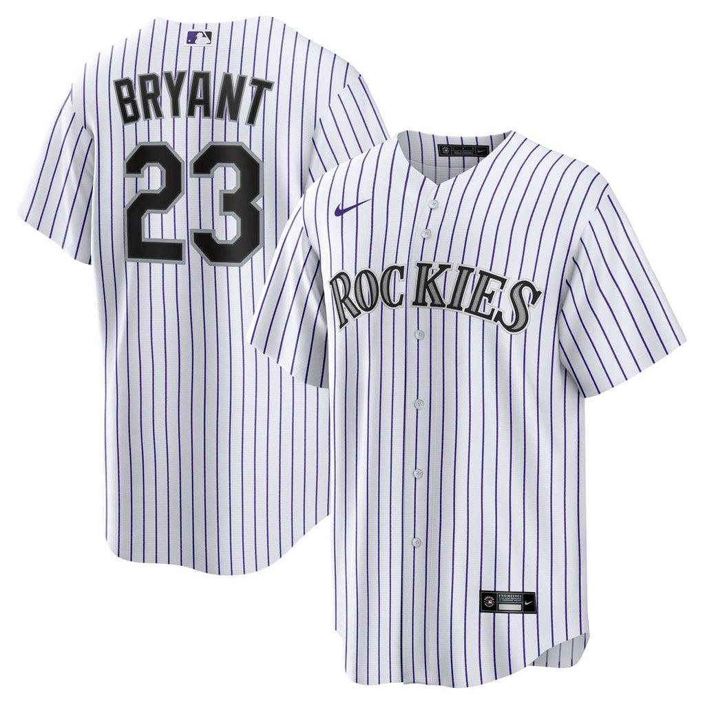 Colorado Rockies Kris Bryant Nike Replica Player Jersey - White/Purple