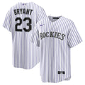 Colorado Rockies Kris Bryant Nike Replica Player Jersey - White/Purple