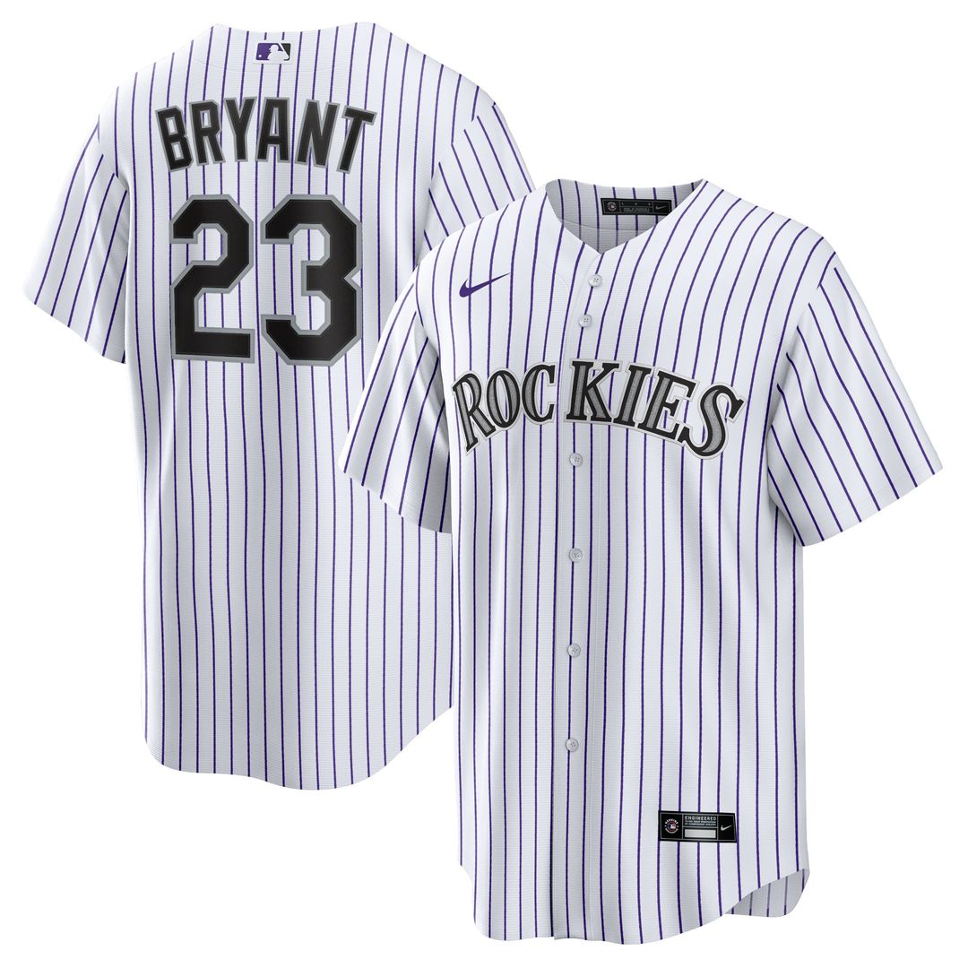 Colorado Rockies Kris Bryant Nike Replica Player Jersey - White/Purple