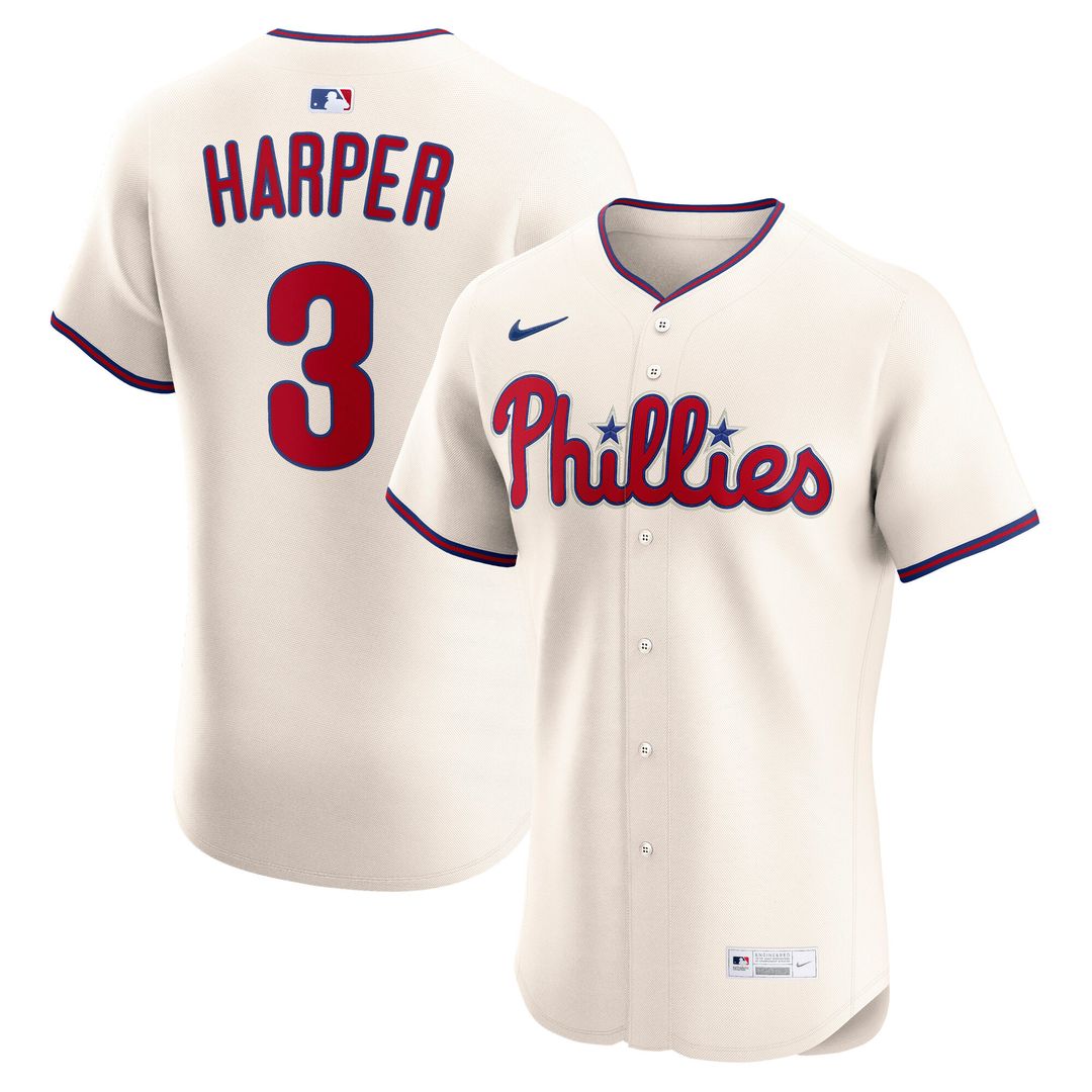 Philadelphia Phillies Bryce Harper Nike Alternate 2 Elite Jersey - Cream