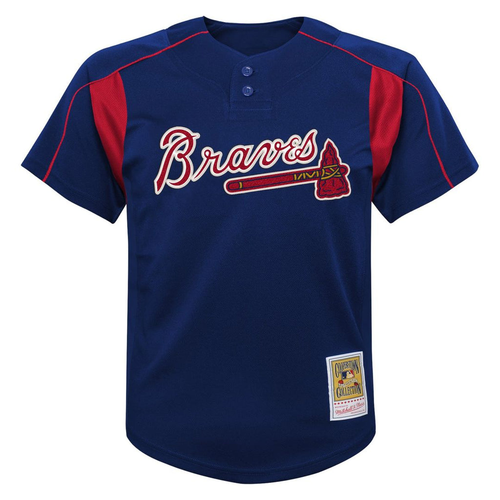 Atlanta Braves Chipper Jones Mitchell & Ness Youth Cooperstown Mesh Batting Practice Jersey - Navy