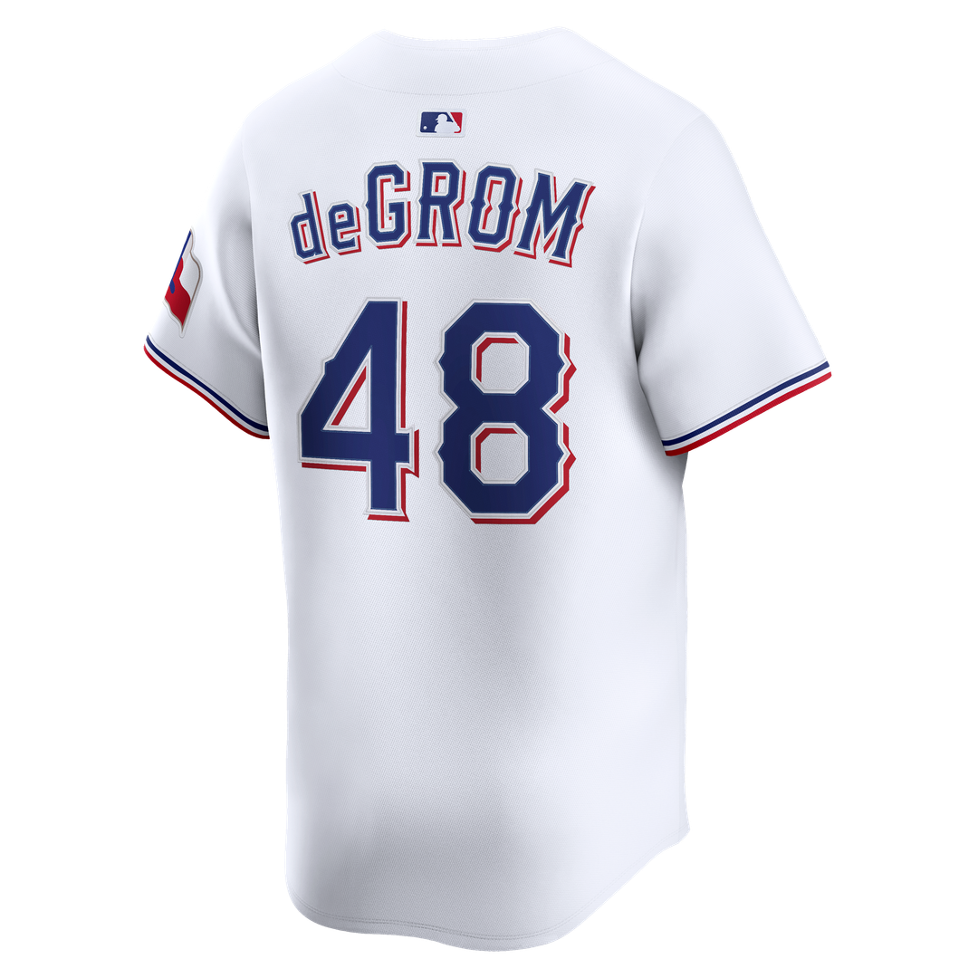 Texas Rangers Jacob deGrom Nike Home Limited Jersey - White