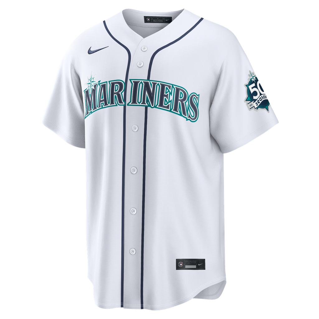 Seattle Mariners Julio Rodríguez Nike Home Stadium 50th Season Patch Jersey - White