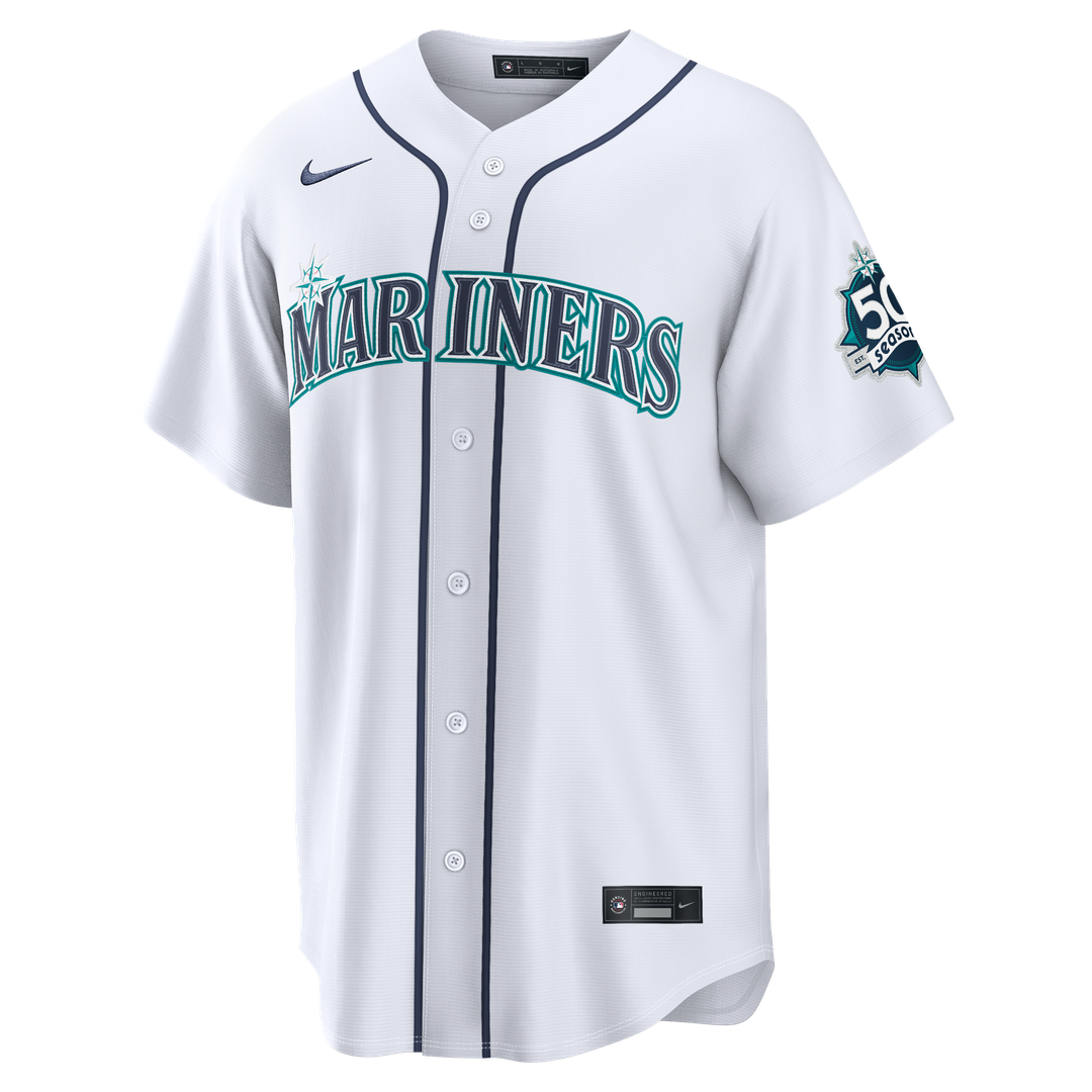 Seattle Mariners Julio Rodríguez Nike Home Stadium 50th Season Patch Jersey - White