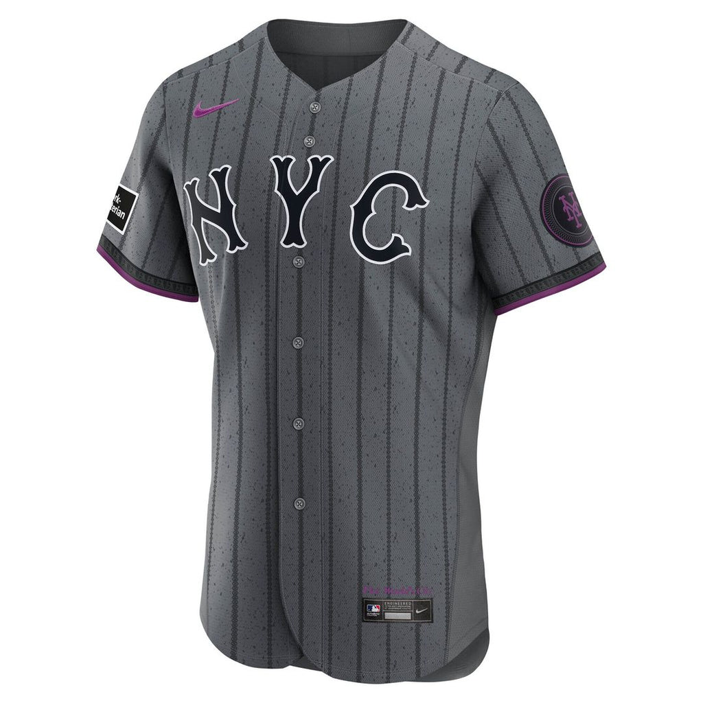 New York Mets Francisco Lindor Nike City Connect Authentic Sponsor Patch Jersey - Gray