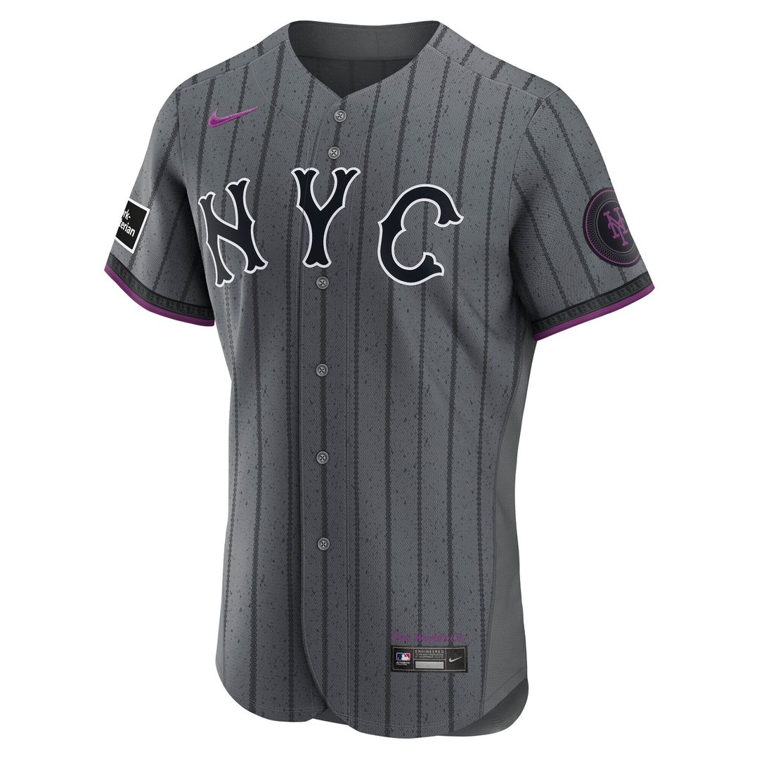 New York Mets Francisco Lindor Nike City Connect Authentic Sponsor Patch Jersey - Gray