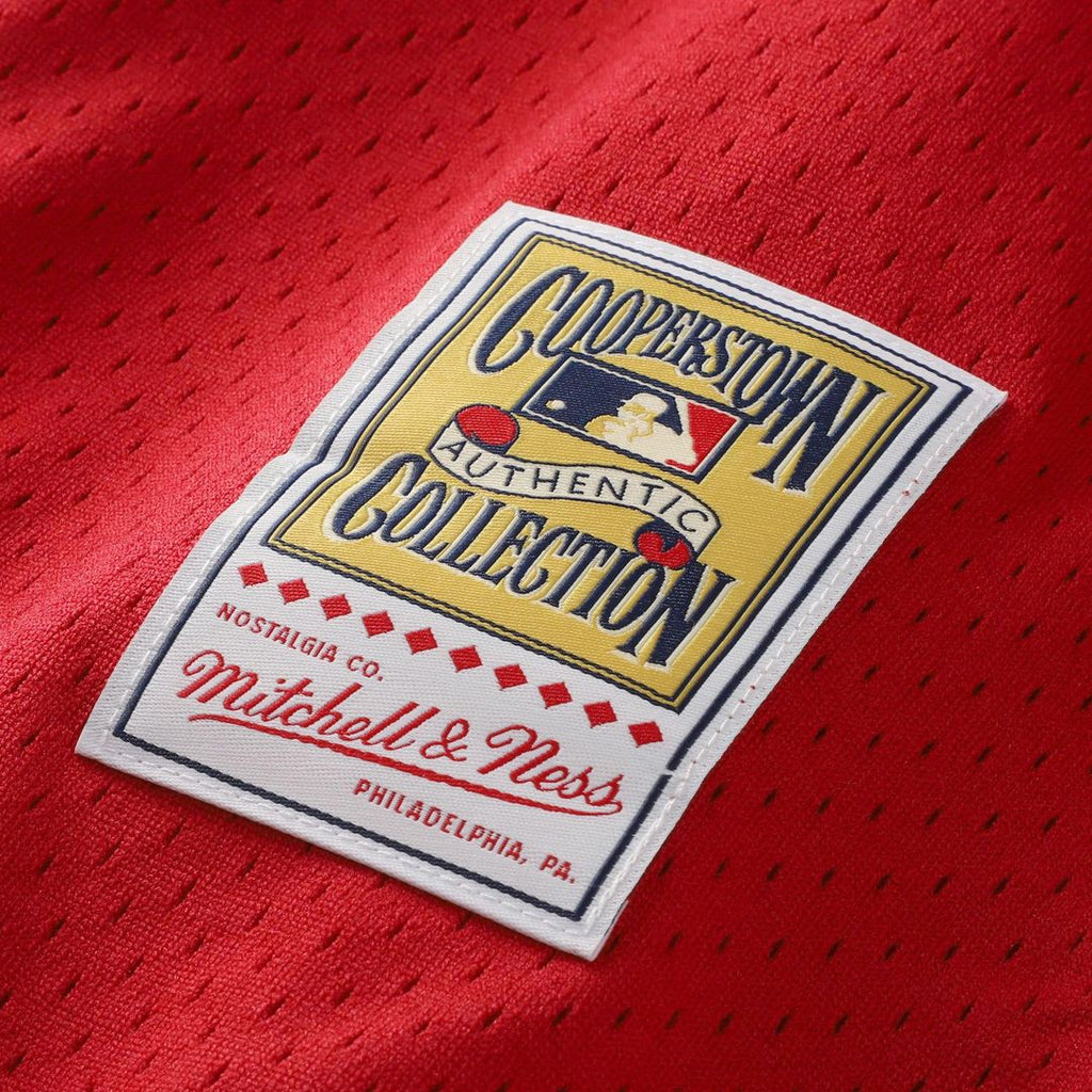 Cincinnati Reds Barry Larkin Mitchell & Ness Cooperstown Mesh Batting Practice Button - Up Jersey - Black