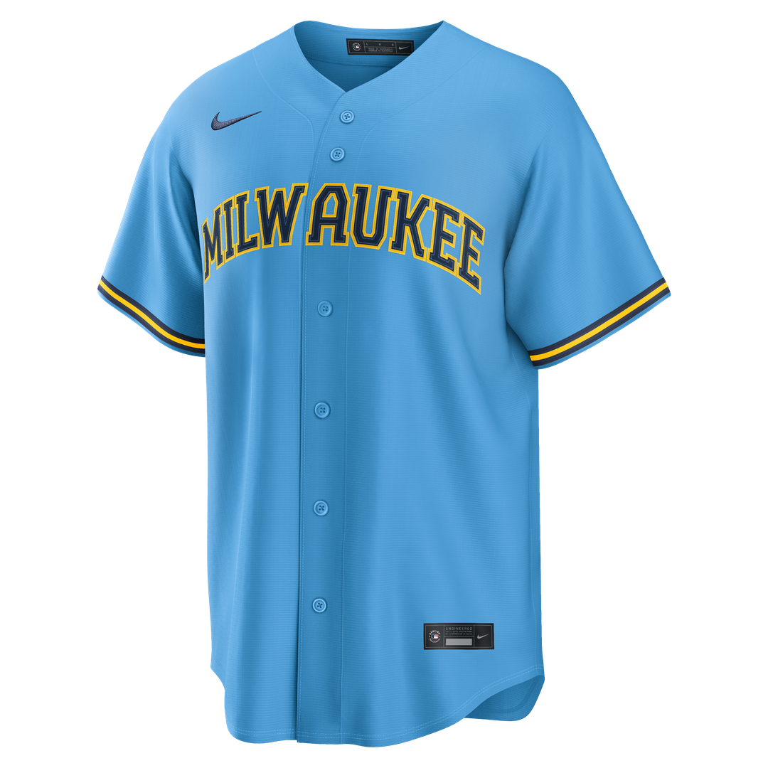 Milwaukee Brewers Jackson Chourio Nike Road Replica Jersey - Light Blue