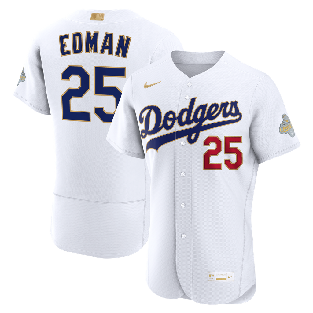 Los Angeles Dodgers Tommy Edman Nike 2026 Gold Collection Authentic Jersey - White