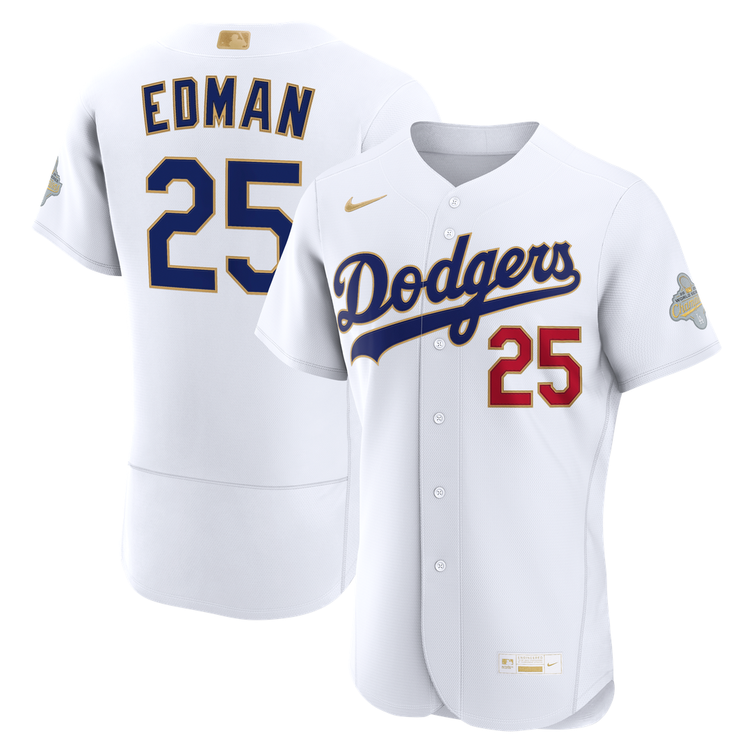 Los Angeles Dodgers Tommy Edman Nike 2026 Gold Collection Authentic Jersey - White