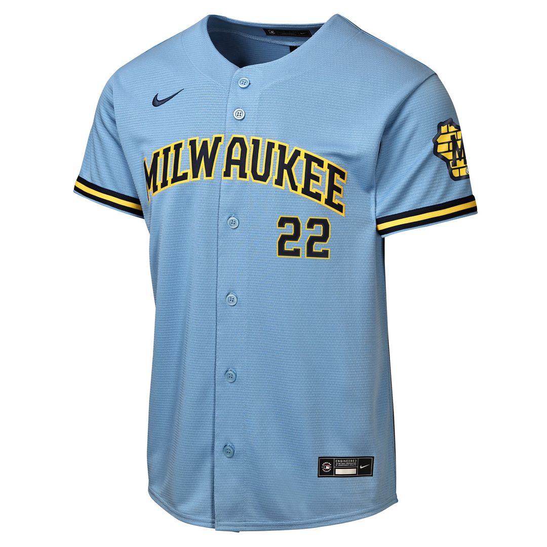 Milwaukee Brewers Christian Yelich Nike Youth Road Stadium Jersey - Powder Blue
