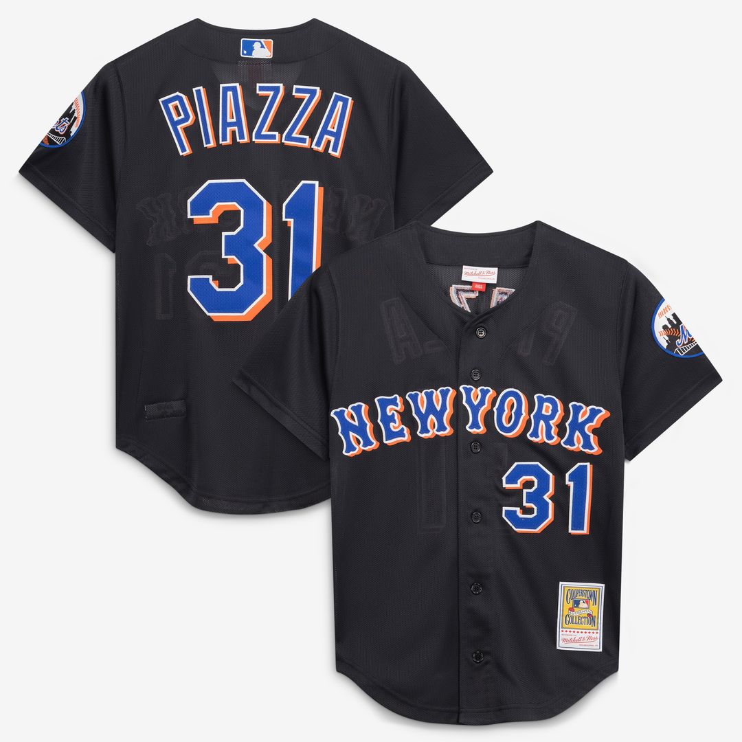 New York Mets Mike Piazza Mitchell & Ness Cooperstown 2000 Batting Practice Jersey - Black