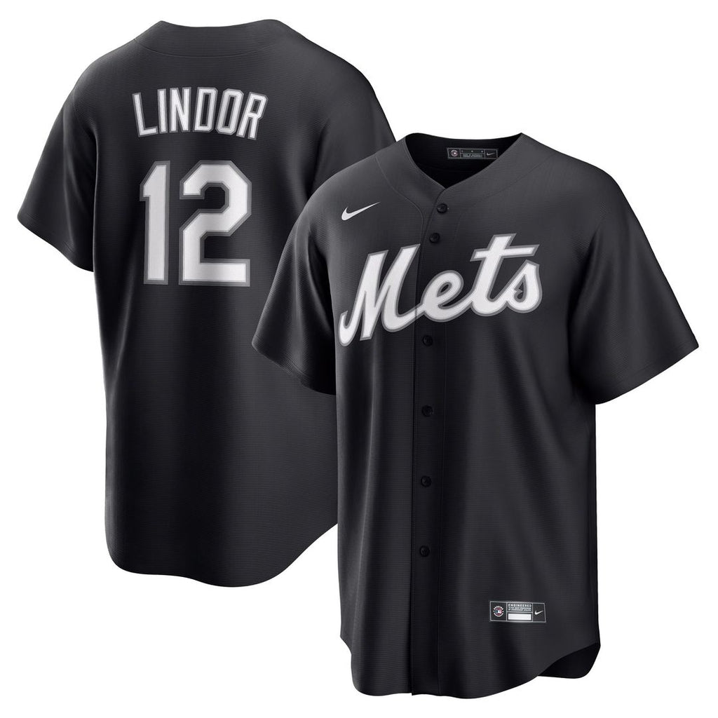 New York Mets Francisco Lindor Nike Replica Player Jersey - Black