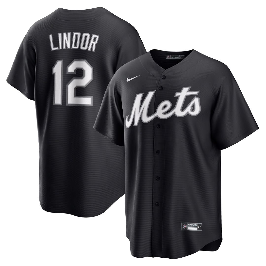 New York Mets Francisco Lindor Nike Replica Player Jersey - Black