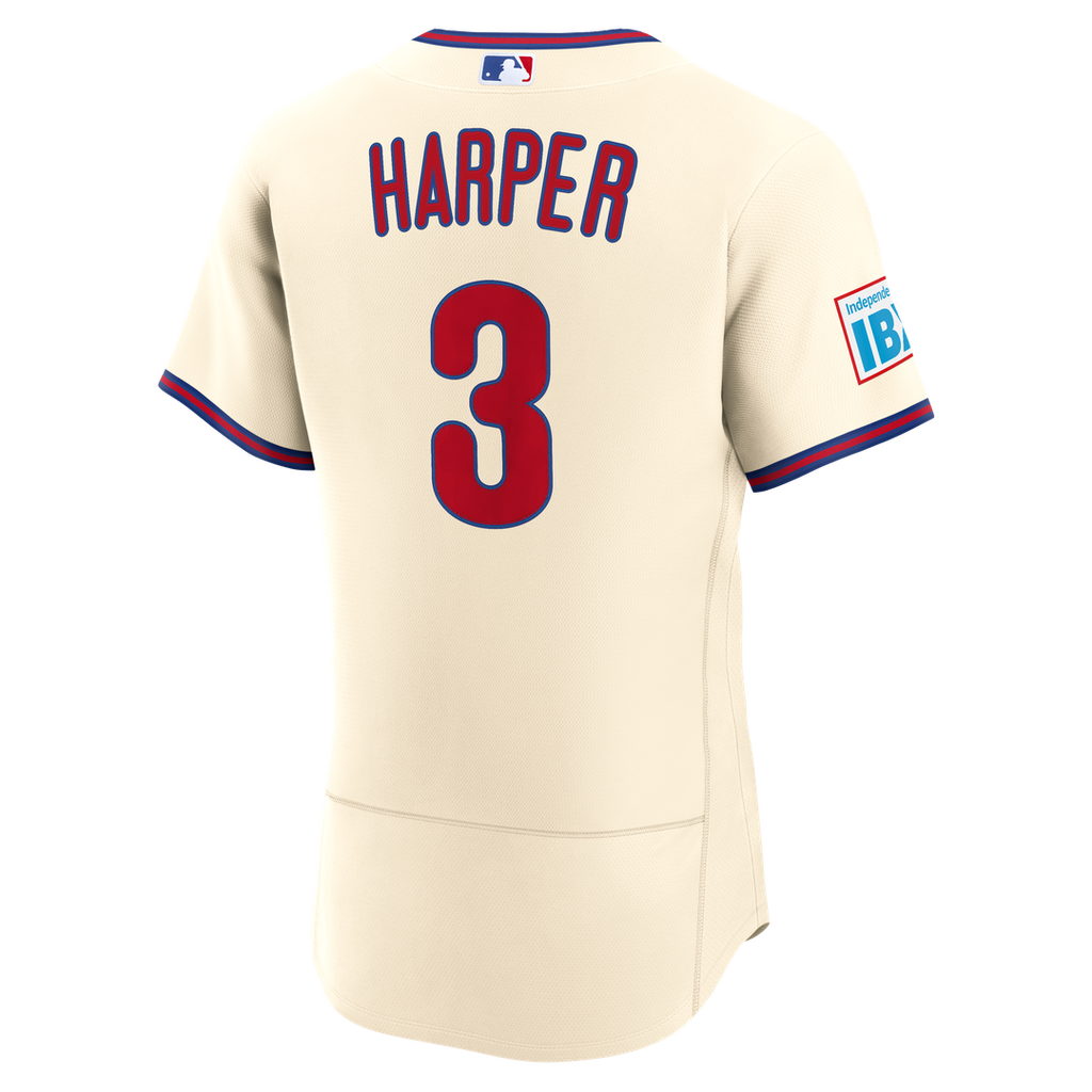 Philadelphia Phillies Bryce Harper Nike Alternate Authentic Sponsor Patch Jersey - Cream