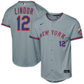 New York Mets Francisco Lindor Nike Youth Road Stadium Player Jersey - Gray