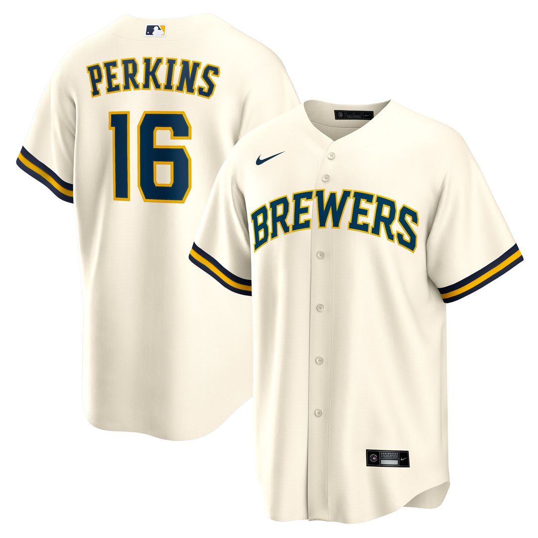 Milwaukee Brewers Blake Perkins Nike Home Replica Jersey - Cream