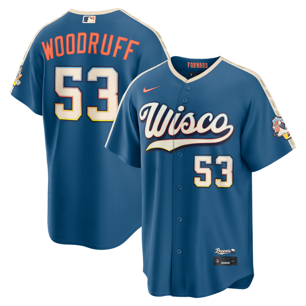 Milwaukee Brewers Brandon Woodruff Nike 2026 City Connect Stadium Jersey - Mineral Blue