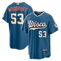 Milwaukee Brewers Brandon Woodruff Nike 2026 City Connect Stadium Jersey - Mineral Blue