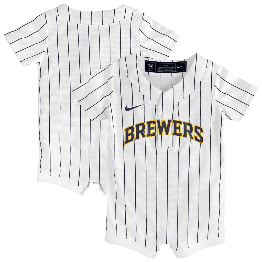 Milwaukee Brewers Nike Newborn & Infant Alternate Replica Romper Jersey - White
