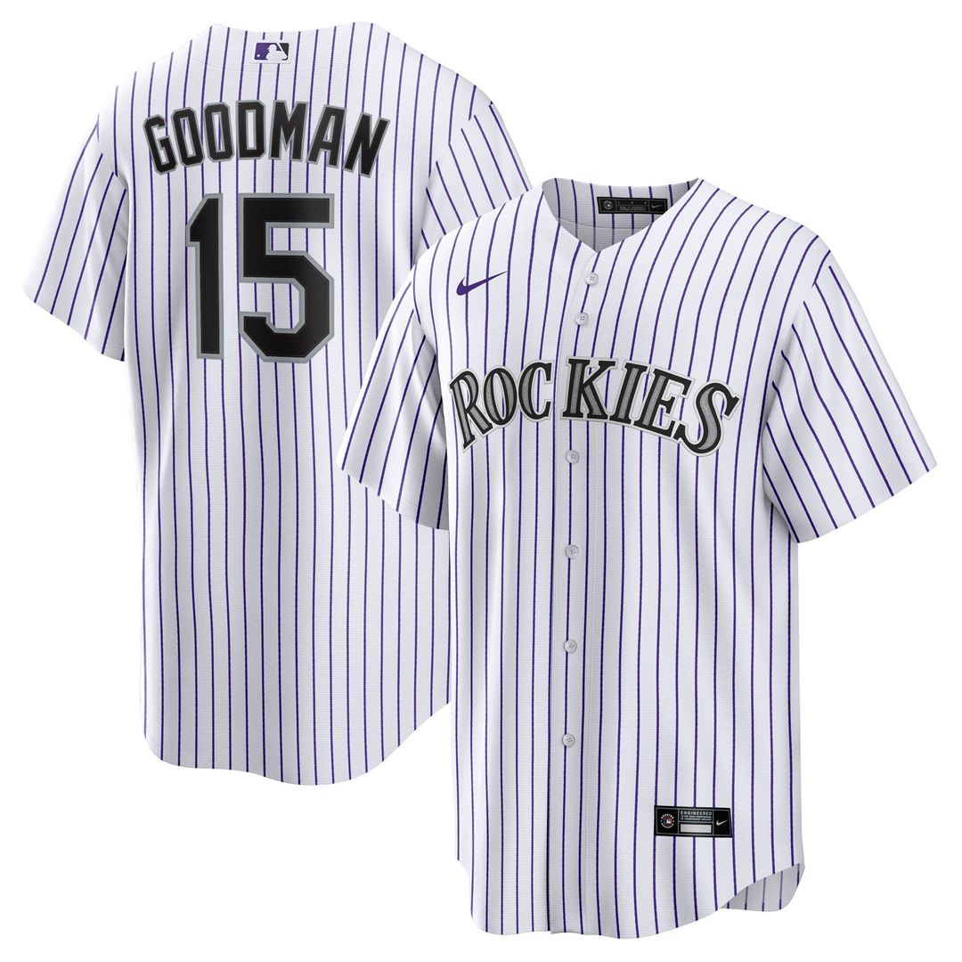 Colorado Rockies Hunter Goodman Nike Home Replica Jersey - White