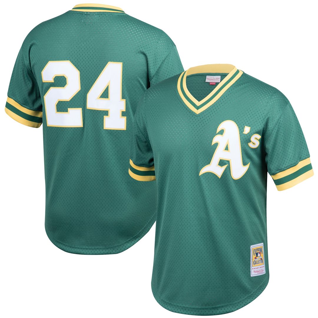 Athletics Rickey Henderson Mitchell & Ness Cooperstown Big & Tall Mesh Batting Practice Jersey - Green