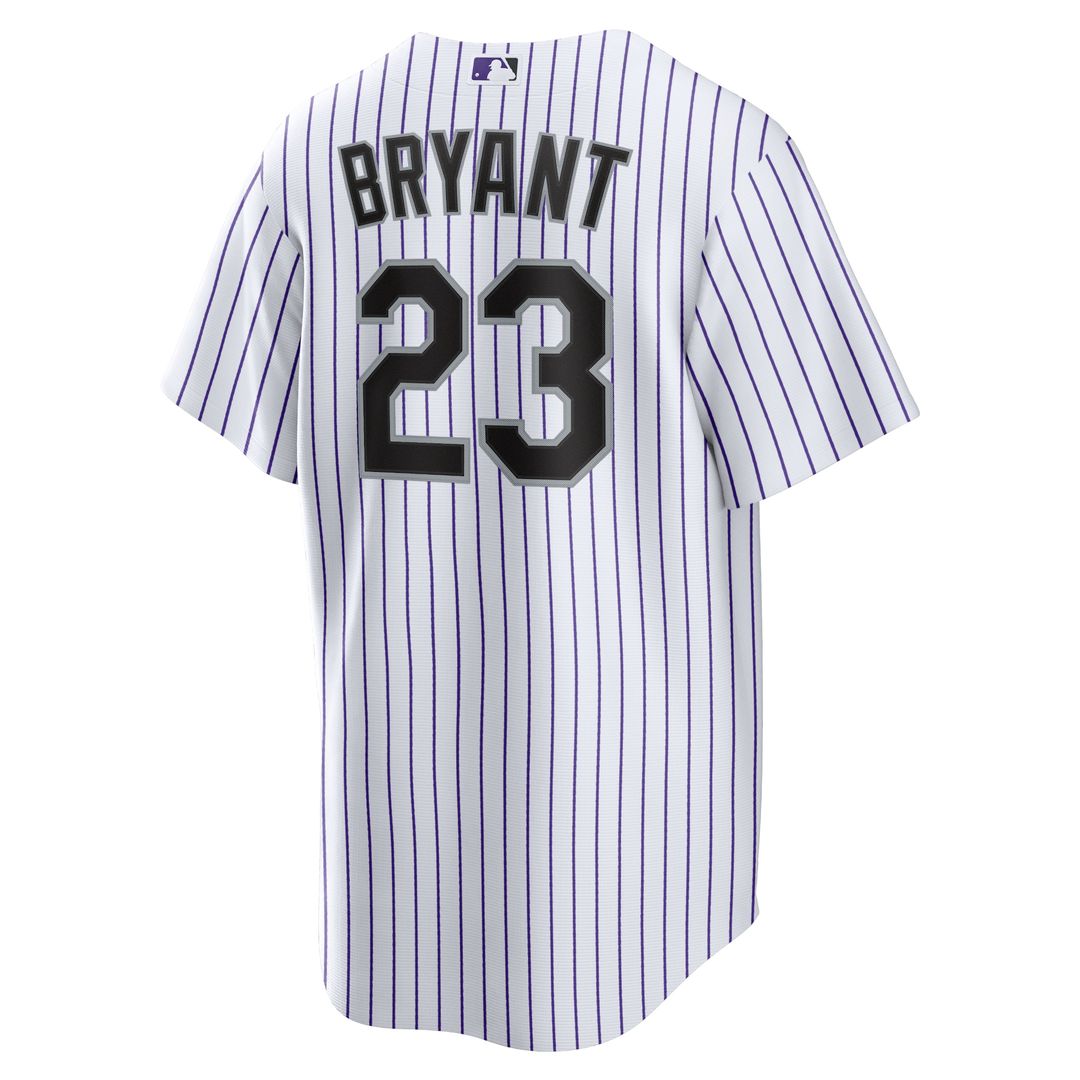 Colorado Rockies Kris Bryant Nike Replica Player Jersey - White/Purple
