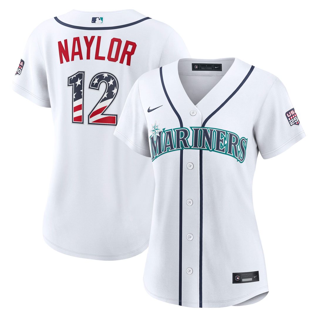 Seattle Mariners Josh Naylor Nike Women's USA 250 Fourth of July Home Stadium Jersey - White