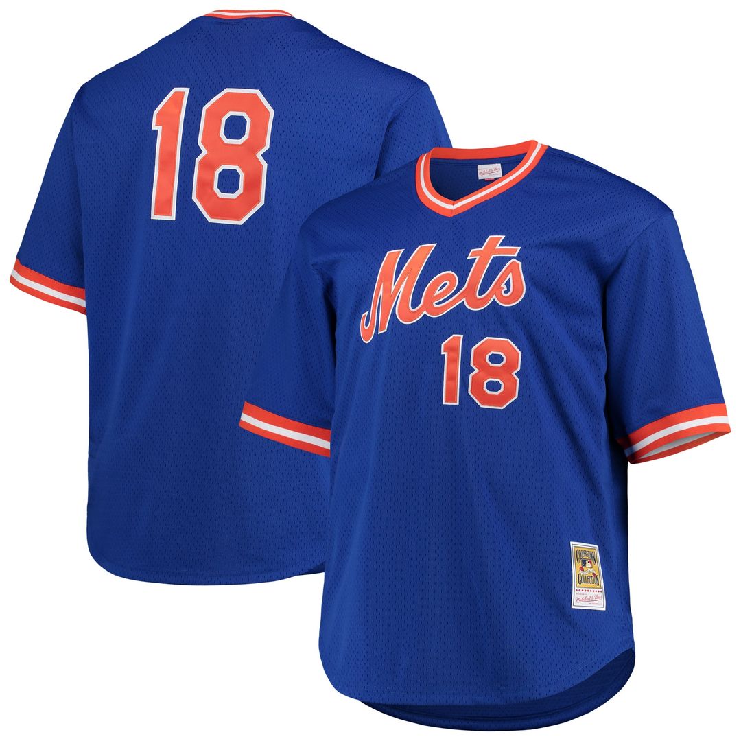New York Mets Darryl Strawberry Mitchell & Ness Big & Tall Cooperstown Mesh Batting Practice Jersey - Royal
