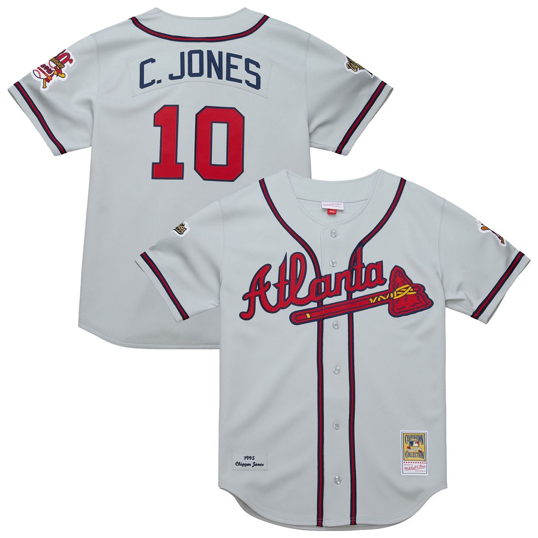Atlanta Braves Chipper Jones Mitchell & Ness 1995 Throwback Authentic Jersey - Gray