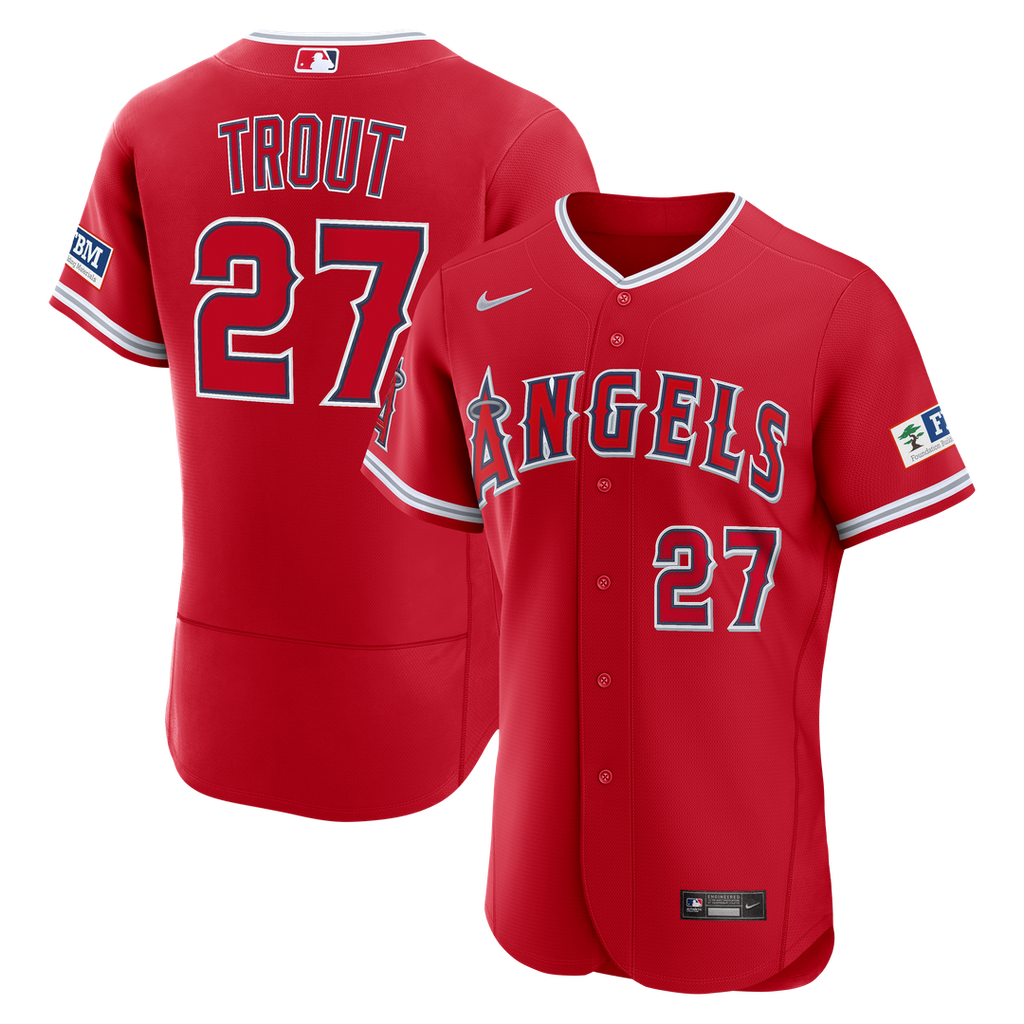 Los Angeles Angels Mike Trout Nike Alternate Authentic Sponsor Patch Jersey - Red