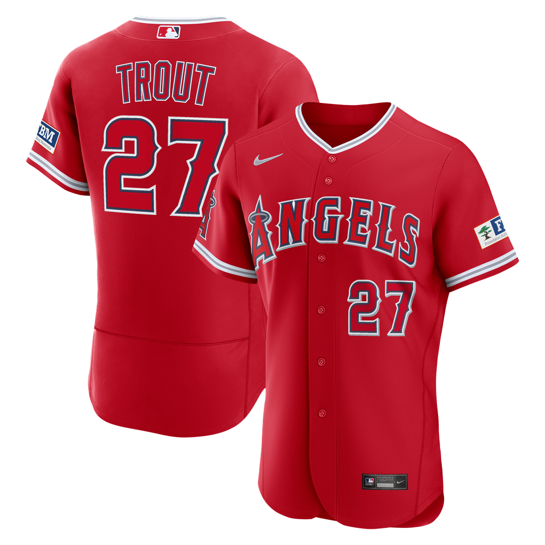 Los Angeles Angels Mike Trout Nike Alternate Authentic Sponsor Patch Jersey - Red