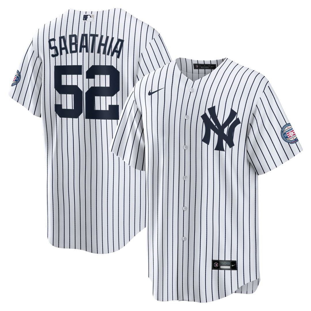 New York Yankees CC Sabathia Nike 2025 Baseball Hall of Fame Name & Number Retired Replica Jersey - White