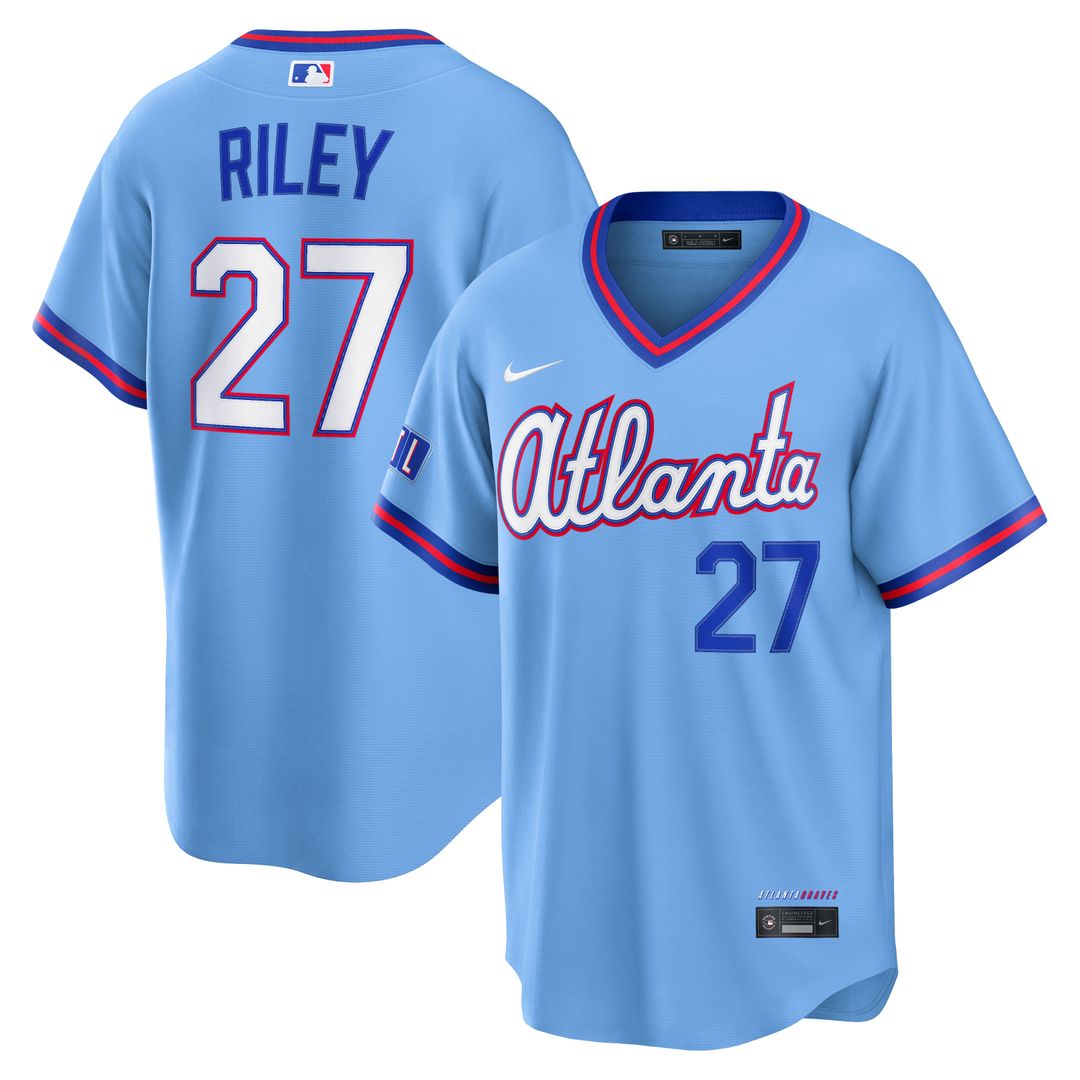 Atlanta Braves Austin Riley Nike 2026 City Connect Stadium Jersey - Powder Blue