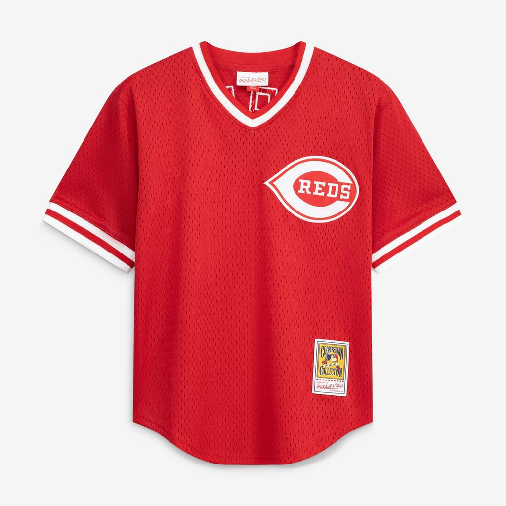 Cincinnati Reds Barry Larkin Mitchell & Ness Youth Cooperstown Mesh Batting Practice Jersey - Red