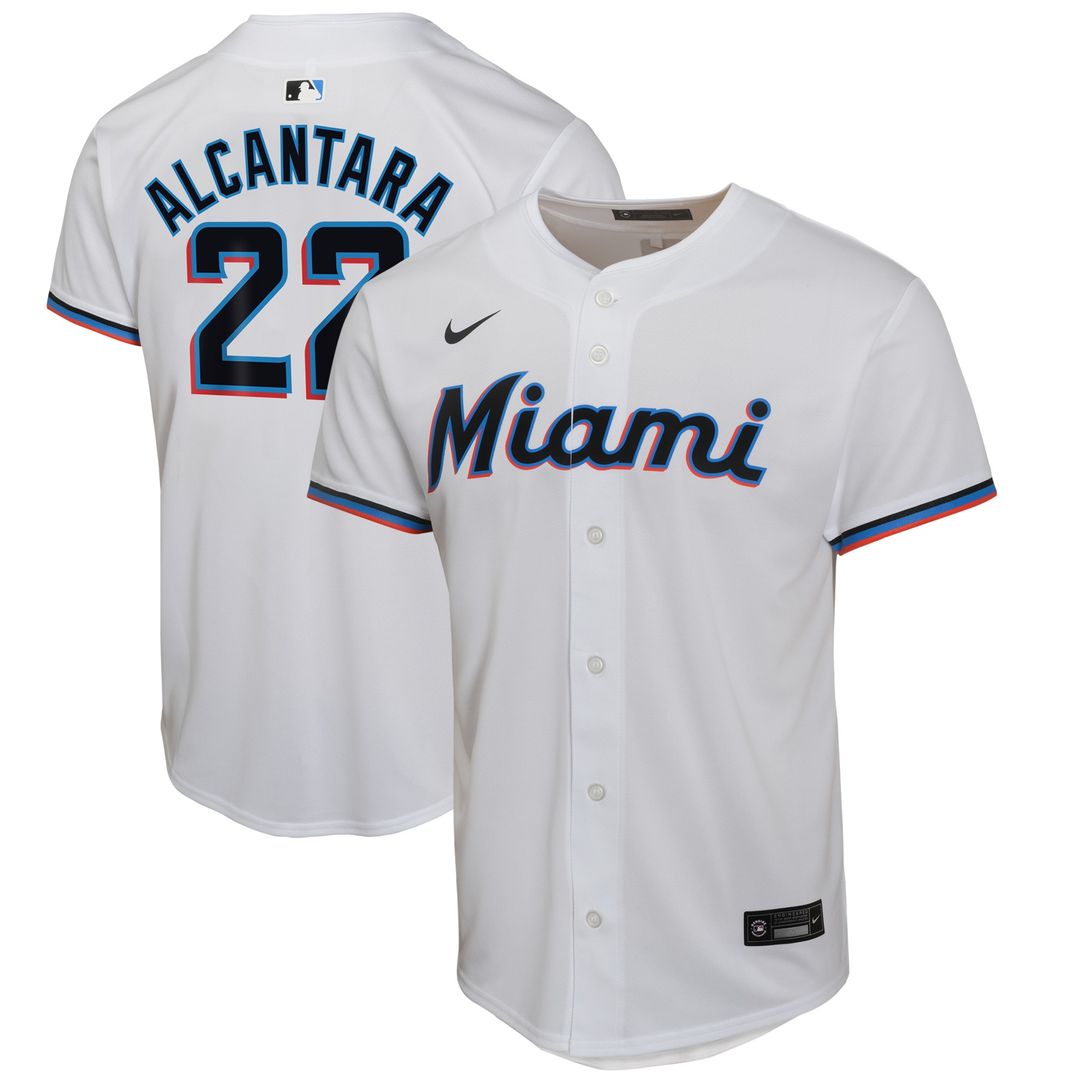 Miami Marlins Sandy Alcantara Nike Youth Home Game Player Jersey - White