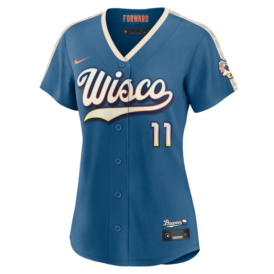 Milwaukee Brewers Jackson Chourio Nike Women's 2026 City Connect Stadium Jersey - Mineral Blue
