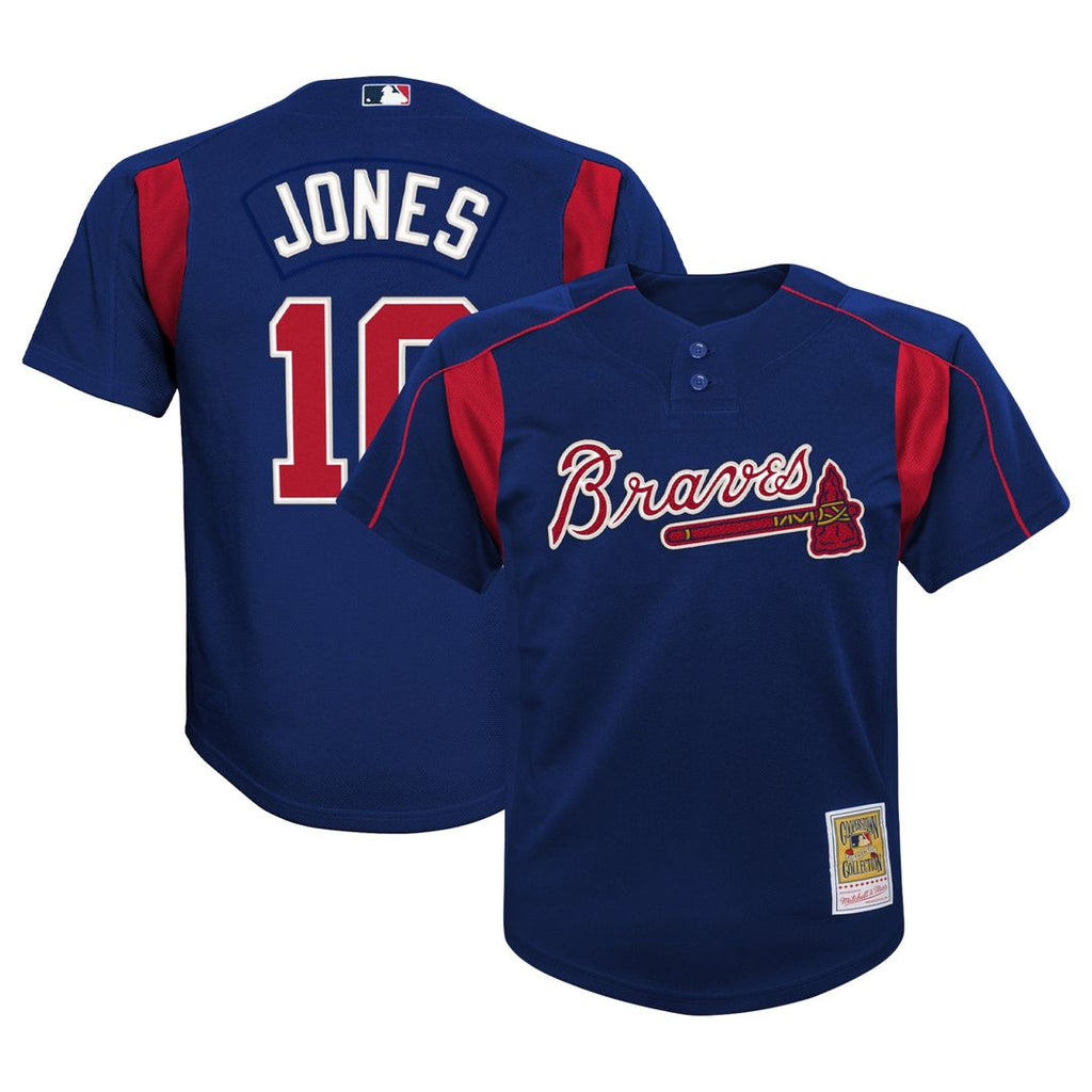 Atlanta Braves Chipper Jones Mitchell & Ness Youth Cooperstown Mesh Batting Practice Jersey - Navy
