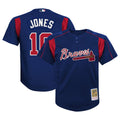 Atlanta Braves Chipper Jones Mitchell & Ness Youth Cooperstown Mesh Batting Practice Jersey - Navy