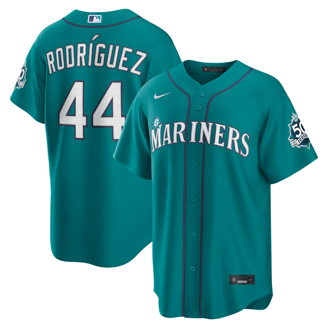 Seattle Mariners Julio Rodríguez Nike Alternate Stadium 50th Season Patch Jersey - Teal