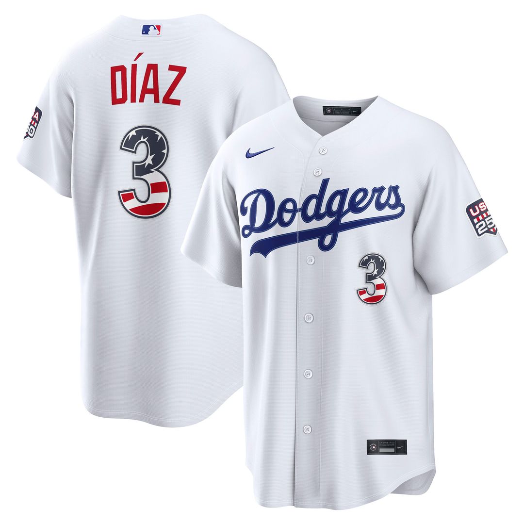Los Angeles Dodgers Edwin Díaz Nike USA 250 Fourth of July Home Stadium Jersey - White